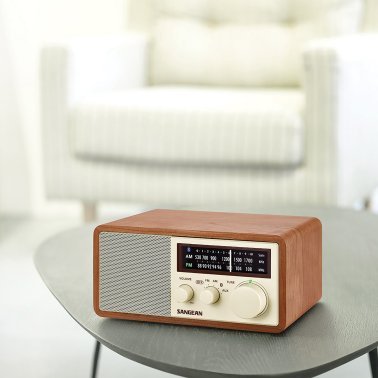 Sangean® Bluetooth® Tabletop Retro Wooden-Cabinet AM/FM/Aux Radio Receiver, WR-16