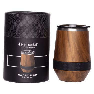 Elemental® Recess Series Stainless Steel 10-Oz. Insulated Stemless Wine Tumbler (Teakwood)