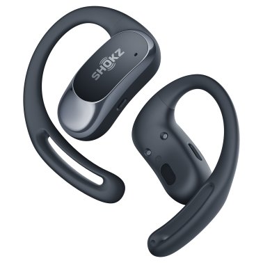 Shokz® OpenFit Air™ TWS Bluetooth® Open-Ear Earbuds with Mics, Earhooks, and Charging Case, Clear Voice, up to 28 Hours Play Time, IP54 (Black)