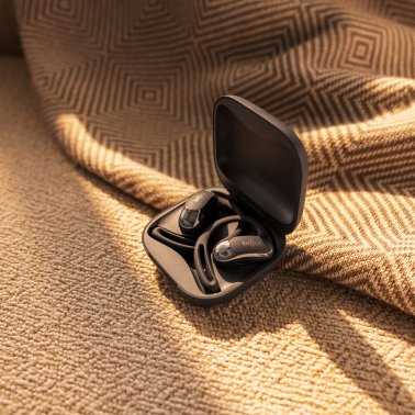 Shokz® OpenFit Air™ TWS Bluetooth® Open-Ear Earbuds with Mics, Earhooks, and Charging Case, Clear Voice, up to 28 Hours Play Time, IP54 (Black)