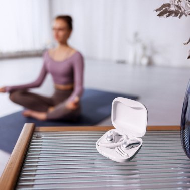 Shokz® OpenFit Air™ TWS Bluetooth® Open-Ear Earbuds with Mics, Earhooks, and Charging Case, Clear Voice, up to 28 Hours Play Time, IP54 (White)