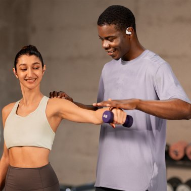 Shokz® OpenFit Air™ TWS Bluetooth® Open-Ear Earbuds with Mics, Earhooks, and Charging Case, Clear Voice, up to 28 Hours Play Time, IP54 (White)