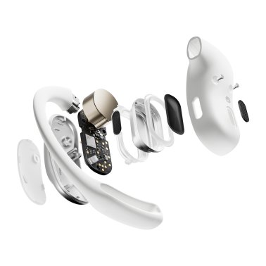 Shokz® OpenFit Air™ TWS Bluetooth® Open-Ear Earbuds with Mics, Earhooks, and Charging Case, Clear Voice, up to 28 Hours Play Time, IP54 (White)