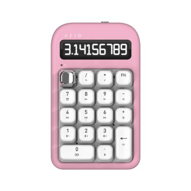 Azio IZO Number Pad/Standalone Calculator with Red Switches, Bluetooth® and USB (Pink Blossom)