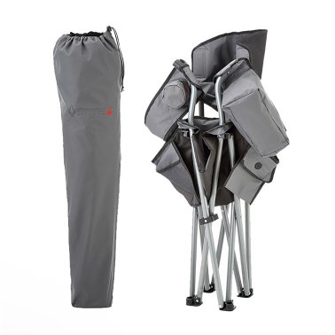 Arrowhead Outdoor® Portable Folding USB-Heated Camping Chair with 6-Can Armrest Cooler, Gray