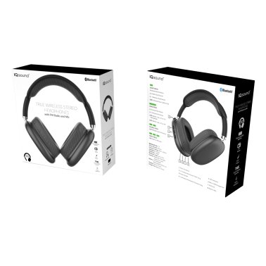 IQ Sound® Bluetooth® Over-Ear High-Performance Headphones with Mic, FM Radio, and 3.5-mm Aux Input, up to 6 Hours Play Time, IQ-170BT (Black)