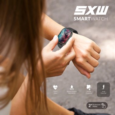 Supersonic® Advanced Sports Smart Sportwatch with 2-In. Color Touch Screen, Bluetooth®, Heart Rate/Blood Pressure/Blood Oxygen, IP67 Water-Resistant