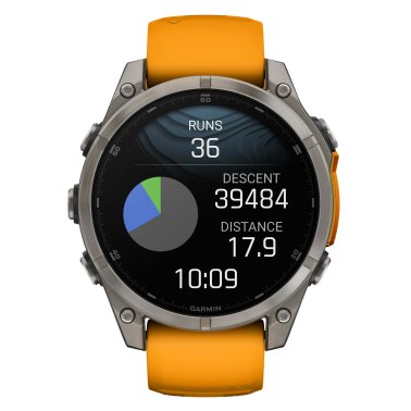Garmin® fēnix® 8 AMOLED Multisport 47-mm GPS Watch with Silicone Band (Sapphire Lens/Titanium with Spark Orange/Graphite)
