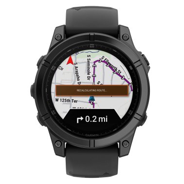 Garmin® fēnix® E AMOLED Multisport 47-mm GPS Smartwatch with Black Silicone Band (Slate Gray/Stainless Steel)