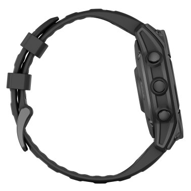 Garmin® fēnix® E AMOLED Multisport 47-mm GPS Smartwatch with Black Silicone Band (Slate Gray/Stainless Steel)