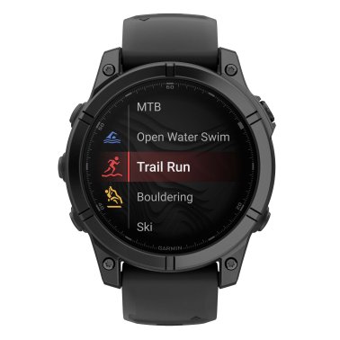 Garmin® fēnix® E AMOLED Multisport 47-mm GPS Smartwatch with Black Silicone Band (Slate Gray/Stainless Steel)