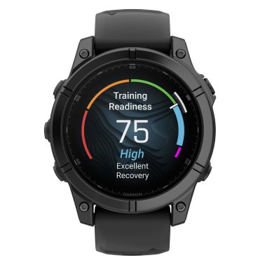 Garmin® fēnix® E AMOLED Multisport 47-mm GPS Smartwatch with Black Silicone Band (Slate Gray/Stainless Steel)