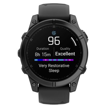 Garmin® fēnix® E AMOLED Multisport 47-mm GPS Smartwatch with Black Silicone Band (Slate Gray/Stainless Steel)