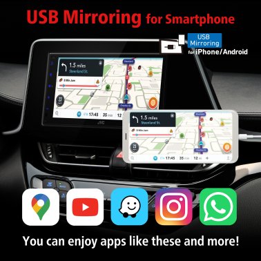 JVC® KW-M595BT 6.8-In. Car In-Dash Unit, Double-DIN/Single-DIN Digital Receiver with WSVGA Touch Screen, Android Auto™/Apple CarPlay®, and SiriusXM® Ready