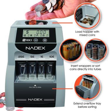 Nadex™ Coins S180 Digital Coin Counter, Sorter, and Wrapper