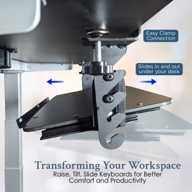 Uncaged Ergonomics® KT4 Clamp-on Under-Desk Slide-Out Ergonomic Keyboard Tray, Black