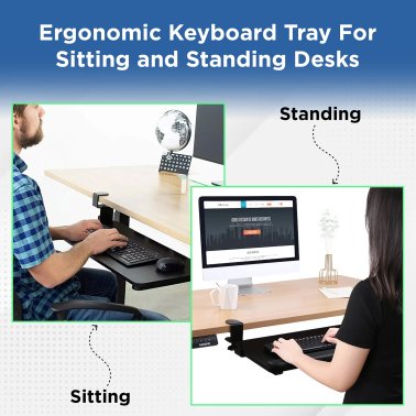 Uncaged Ergonomics® KT4 Clamp-on Under-Desk Slide-Out Ergonomic Keyboard Tray, Black