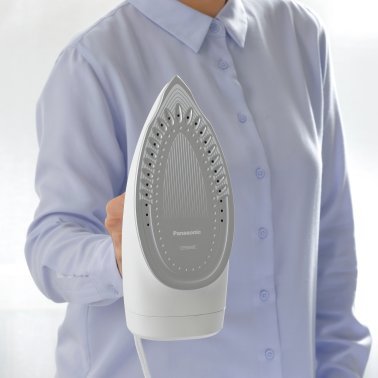 Panasonic® Dry and Steam Iron with Ceramic U-Shape Soleplate, 1,500 Watts, Multidirectional Ironing and 360° Rotating Cord, Purple, NI-S630