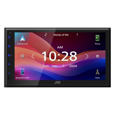 JVC® KW-M695BW 6.8-In. Car In-Dash Unit, Double-DIN Digital Receiver with WSVGA Touch Screen, Wireless Android Auto™/Apple CarPlay®, and SiriusXM® Ready