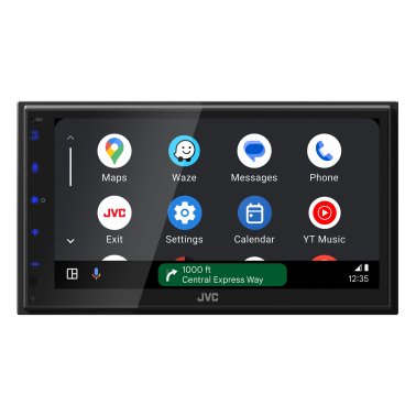 JVC® KW-M695BW 6.8-In. Car In-Dash Unit, Double-DIN Digital Receiver with WSVGA Touch Screen, Wireless Android Auto™/Apple CarPlay®, and SiriusXM® Ready