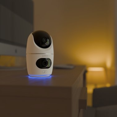 Lorex® Wi-Fi® 2K Dual-Lens Pan-Tilt-Digital Zoom Indoor Security Camera with Person and Animal Detection, White, W463AQD-E