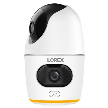Lorex® Wi-Fi® 2K Dual-Lens Pan-Tilt-Digital Zoom Indoor Security Camera with Person and Animal Detection, White, W463AQD-E