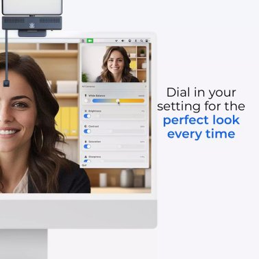 iContact Camera 4K HD Pro Webcam with Light Panel, Retractable Arm for Natural Eye Contact, USB-C®, for Mac® and PC