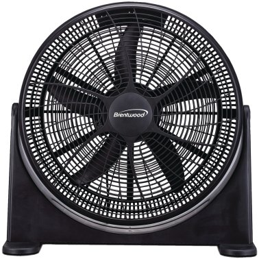 Brentwood® Kool Zone F-20BKR 20-In. 3-Speed High-Velocity Air-Circulator Floor Fan, Black