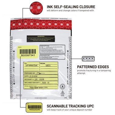 Nadex™ Coins Tamper-Evident 9-In. x 12-In. Opaque FRAUDSTOPPER® Bank Deposit Bags, 50 Pack