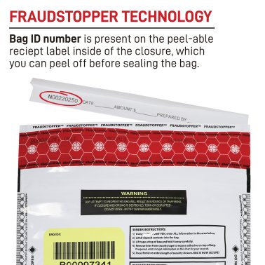 Nadex™ Coins Tamper-Evident 9-In. x 12-In. Opaque FRAUDSTOPPER® Bank Deposit Bags, 50 Pack