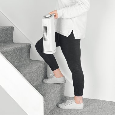 Optimus 14-In. 3-Speed Portable Ultra-Slim Desktop Oscillating Tower Fan, F-7348 (White)