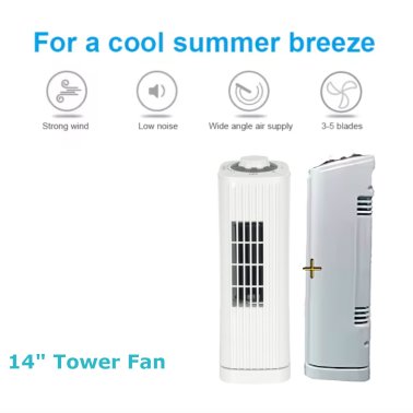 Optimus 14-In. 3-Speed Portable Ultra-Slim Desktop Oscillating Tower Fan, F-7348 (White)