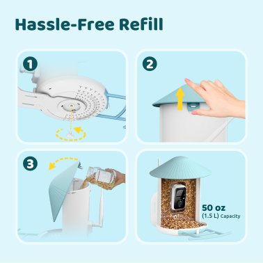 Birdfy® Feeder 1 Smart Bird Feeder with Camera, Solar Panel, and Free AI Lifetime Subscription