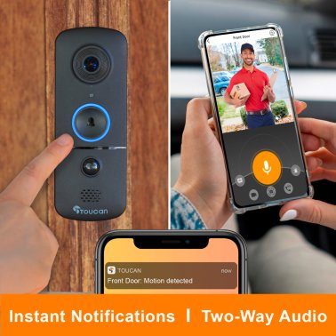 Toucan® V3 Wireless 1080p Video Doorbell with Chime – No Monthly Fee Required