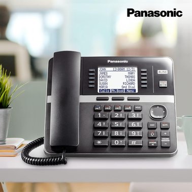 Panasonic® Corded DECT 6.0 4-Line Office Phone Base Station with Answering Machine, Black, KX-TGW420B