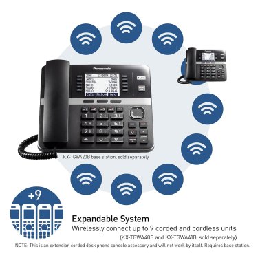 Panasonic® Corded DECT 6.0 4-Line Office Phone Base Station with Answering Machine, Black, KX-TGW420B