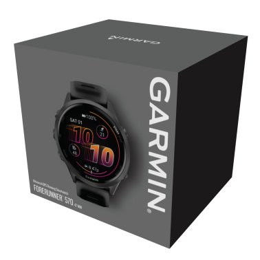 Garmin® Forerunner® 570 GPS Smartwatch with 47-mm Case, Bluetooth®, AMOLED, Health/Fitness, Navigation, Music, 5 ATM (Slate Gray/Black)