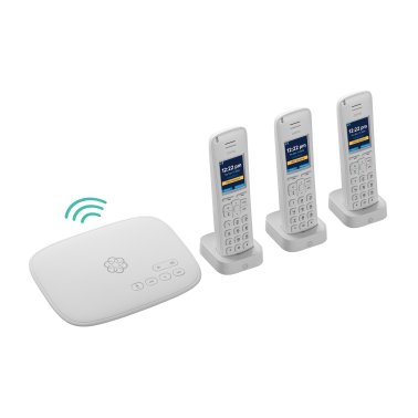 Ooma® VoIP Home Phone Service Bundle with Telo™ Air 2 Wi-Fi® Adapter, 3 Cordless HD3 Handsets (Expandable), and Phone Service