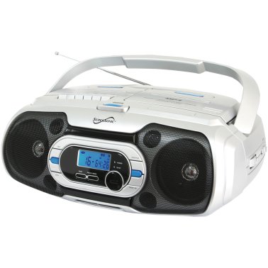 Supersonic® Bluetooth® CD/Cassette/Radio Portable Audio System, White, SC-729BT