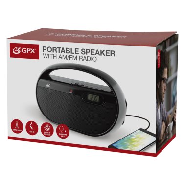 GPX® AM/FM Portable Clock Radio, Black, R602B