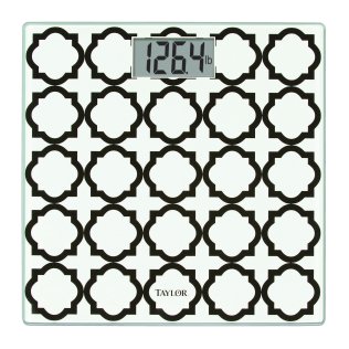 Taylor® Precision Products Digital Glass Bathroom Scale with Black/White Lattice, 400-Lb. Capacity