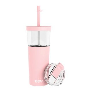 ASOBU® Marina See-Through Triton™ Tumbler with Flexible Straw (Pink)