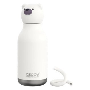 ASOBU® 16-Oz. Bestie Bottle Insulated Stainless Steel Water Bottle with Reusable Flexi Straw (Teddy Bear)