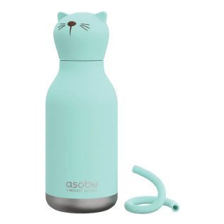 ASOBU® 16-Oz. Bestie Bottle Insulated Stainless Steel Water Bottle with Reusable Flexi Straw (Kitty)