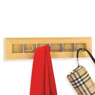 Better Houseware Milano Hook Horizontal Rack, Chrome/Natural Wood