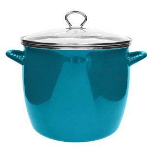 VASCONIA® 12-Qt. Enamel-on-Steel Stockpot with Glass Lid (Teal)