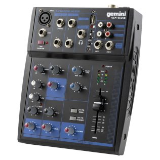 Gemini® GEM-05USB Compact Analog Bluetooth® Audio Mixer, 5 Channels