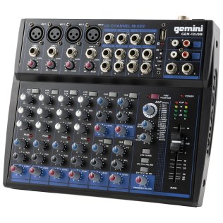 Gemini® GEM-12USB Compact Analog Bluetooth® Mixer, 12 Channels