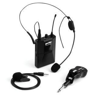 Gemini® GMU-HSL100 UHF Single-Channel Wireless Microphone System with Headset Microphone and Lavalier Microphone