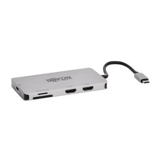 Tripp Lite® by Eaton® Dual-Display 8-Port USB-C® Dock, 100-Watt PD Charging, Gray